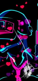 Neon-themed gamer artwork on a black background.