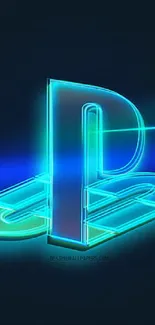 Neon-themed gaming logo in vibrant blue and green hues.