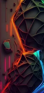 Neon geometric abstract wallpaper design.