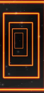 Vibrant neon orange rectangles on a dark background, forming a geometric pattern.