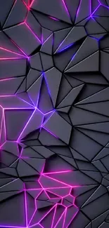 Neon geometric mobile wallpaper with red, purple glowing lines on a black background.