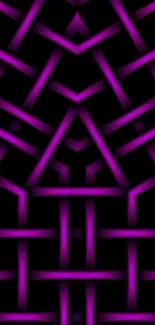Neon purple geometric pattern on a black background.