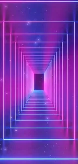 Neon geometric pattern with vibrant purple and pink hues in space theme.