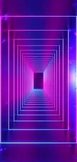 Electric purple neon geometric tunnel wallpaper with futuristic design.