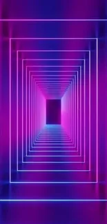 Futuristic neon geometric tunnel with vibrant colors.