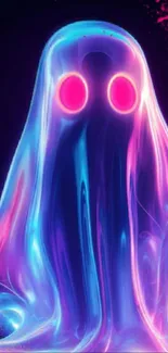 Neon ghost with vibrant colors in abstract digital art.