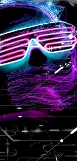 Futuristic neon glow abstract art with pink and blue highlights.