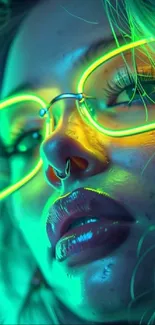 Neon green and yellow glow in artistic portrait wallpaper.