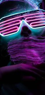 Abstract cyberpunk wallpaper with neon pink and blue light effects.