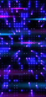 Neon purple and blue digital wallpaper with abstract glow.