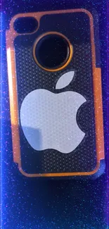 Neon glow phone case with logo on a dark background.