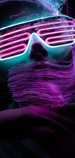 Stylish neon glow sunglasses futuristic art