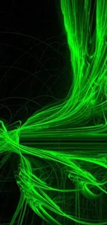 Vibrant neon green abstract wallpaper with dynamic light patterns.