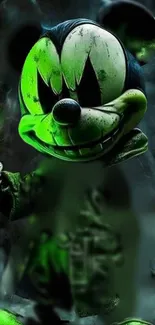 Neon green cartoon character mobile wallpaper.