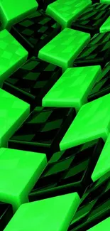 Neon green geometric pattern mobile wallpaper with angular shapes.