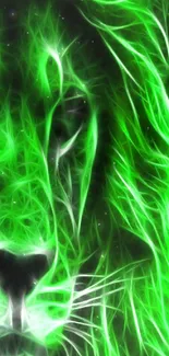 Neon green lion abstract wallpaper art.