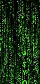 Neon green Matrix digital code wallpaper for phone.