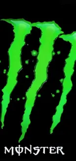 Neon green Monster Energy logo on a black background.