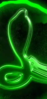 Neon green snake silhouette glowing on a dark background.