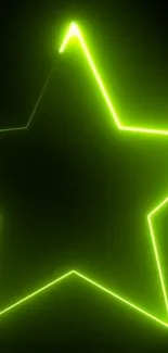 Neon green star with a glowing effect on a dark background.