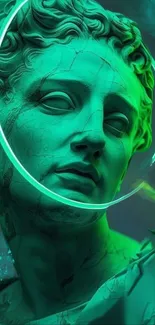 Neon green statue wallpaper with an artistic touch.