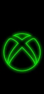 Neon green Xbox logo on black background wallpaper.