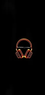 Neon headphones glowing on a black background.