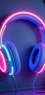 Vibrant neon headphones glow in a colorful digital art design.