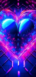 Neon heart with abstract design, vibrant colors, futuristic feel.