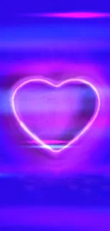 Vibrant purple wallpaper with neon heart glow.