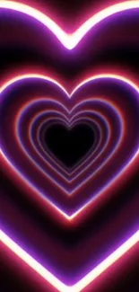 Neon heart spiral design with vibrant pink and purple hues.