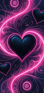 Neon heart swirl design with glowing accents.