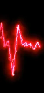 Neon heartbeat line on dark background mobile wallpaper.