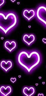 Vibrant neon purple heart pattern wallpaper.