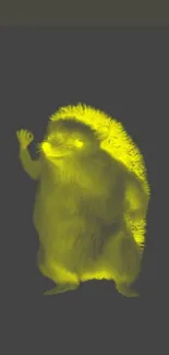 Neon yellow glowing hedgehog on dark background wallpaper.