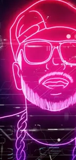 Neon pink hip hop figure on digital wallpaper