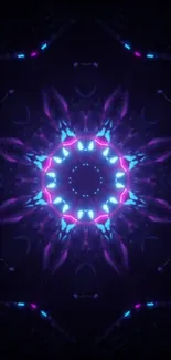 Neon kaleidoscope design with vibrant colors.