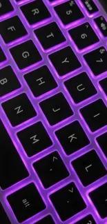 Mobile wallpaper with purple neon keyboard glow.