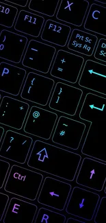 HD wallpaper of a neon keyboard with colorful lighting effects.