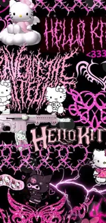 Hello Kitty neon pink aesthetic wallpaper with vibrant designs.