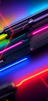 Neon laser futuristic wallpaper with vibrant colors and sleek sci-fi design