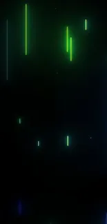 Neon green and blue light streaks on a dark background wallpaper.