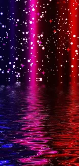 Vibrant neon lights reflecting on water wallpaper.