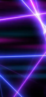 Vibrant neon lines on a mobile wallpaper in purple and blue hues.