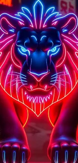 Vibrant neon lion digital art wallpaper