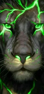 Vibrant neon green lion head wallpaper.