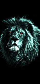 Neon lion artwork with glowing effects.