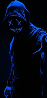 Dark aesthetic wallpaper featuring a neon mask with blue highlights.