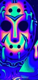 Vivid neon mask wallpaper with vibrant colors and artistic design.