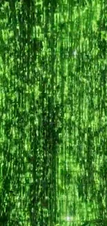 Neon green Matrix code wallpaper with digital rain effect.